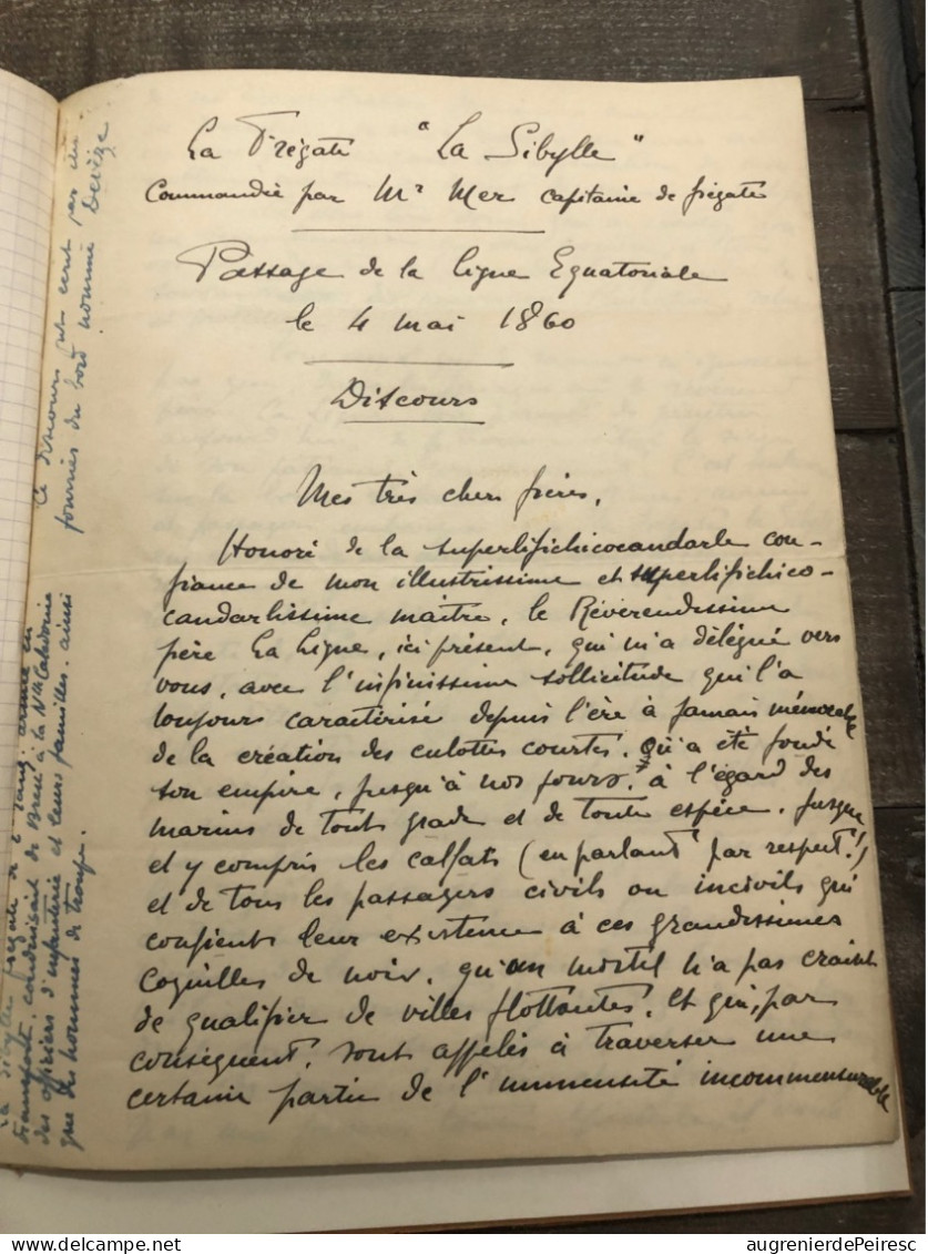 Lettre Du Passage De La Ligne De La Frégate Sybille 1860 Nouvelle Caledonie - Boats