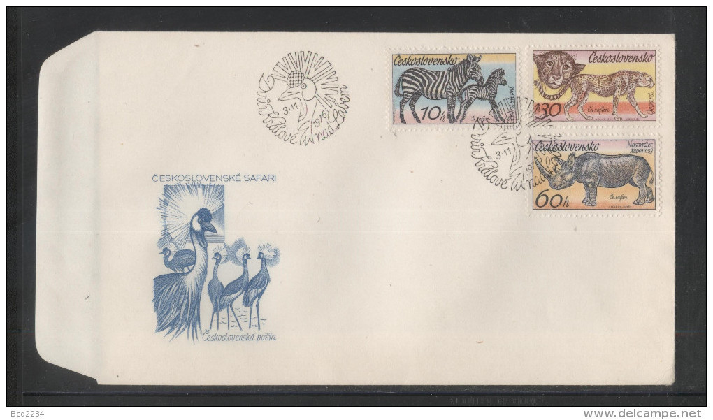 CZECHOSLOVAKIA FDC 1976 CZECHOSLOVAK SAFARI PARK ZOO ANIMALS SET OF 6 GIRAFFE ZEBRA ELEPHANT CHEETAH RHINOCEROS ANTELOPE - Andere & Zonder Classificatie