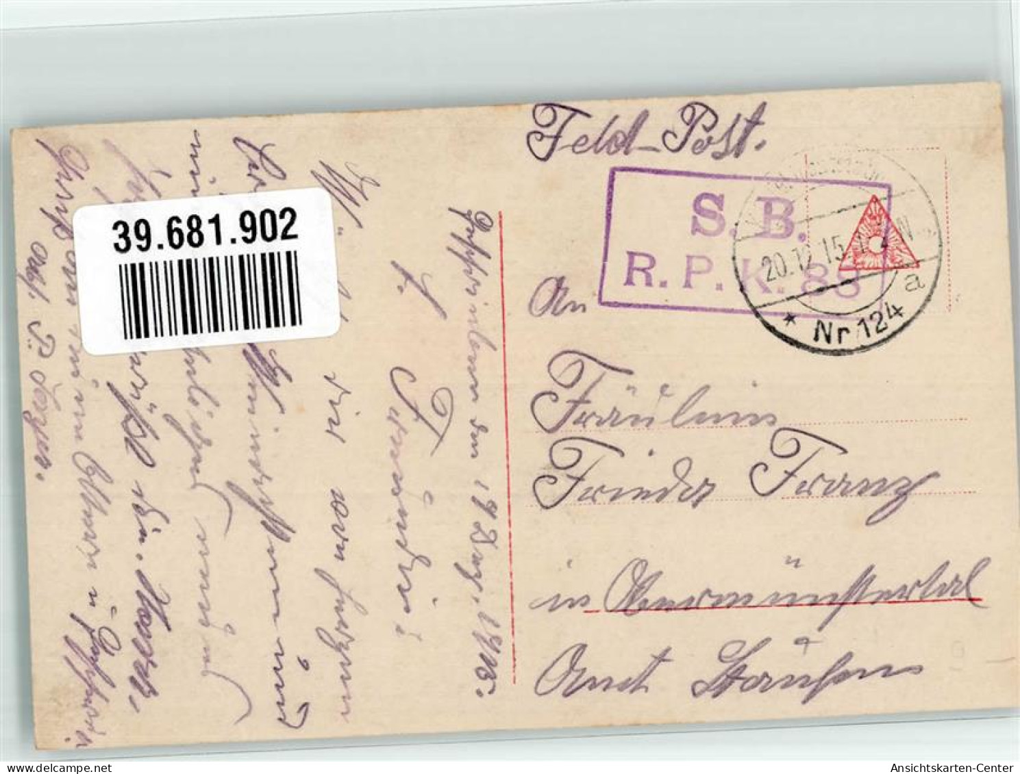 39681902 - Soldat Zigarre PFB Nr.3729-1 Feldpost SB R.P.K.8 - Esposizioni