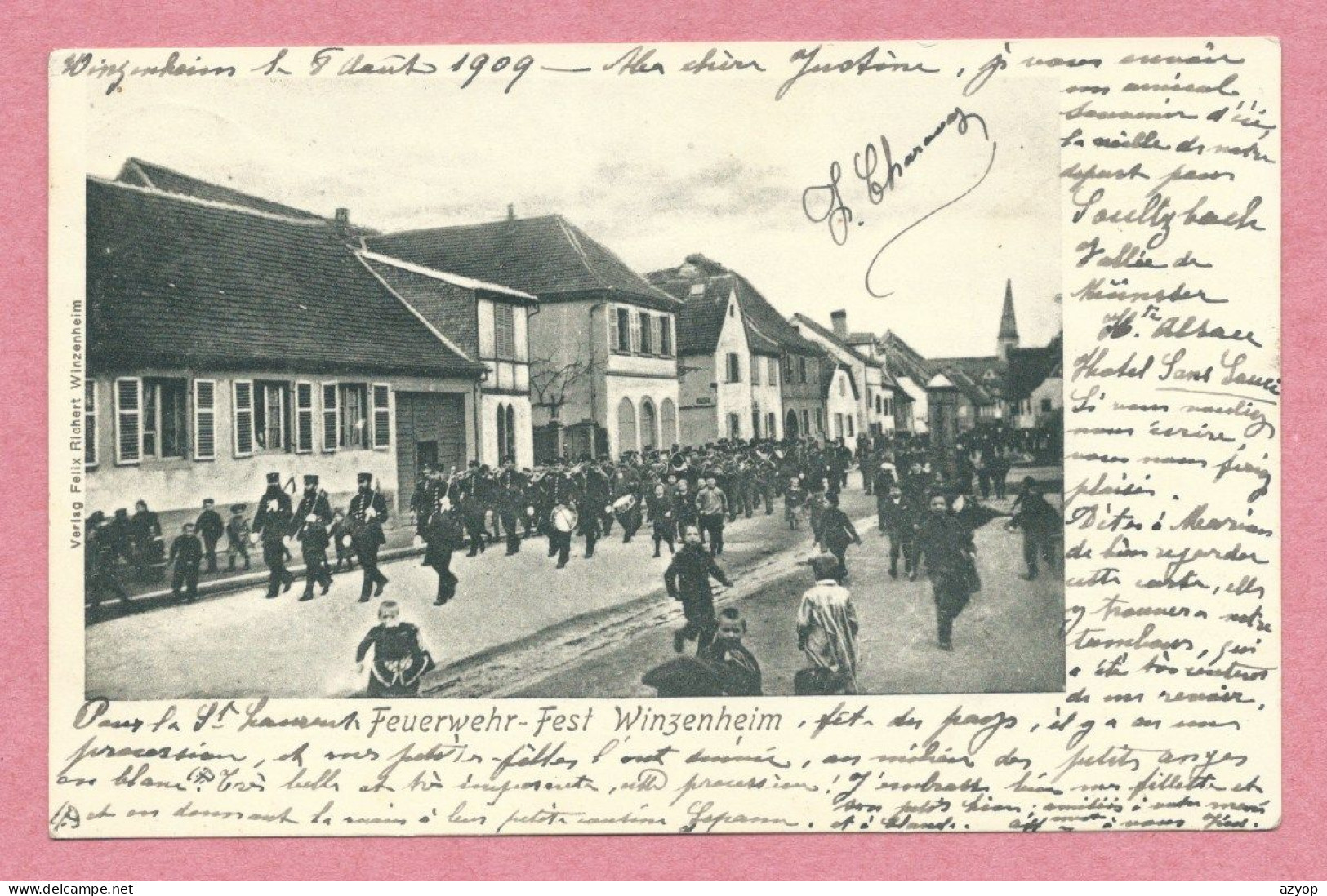 68 - WINZENHEIM - WINTZENHEIM - Feuerwehr - Pompiers - Firemen - Fahnenweihe - Feuerwehrfest - 1909 - Wintzenheim