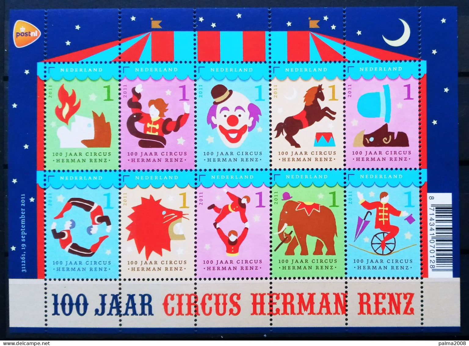 HOLANDA - IVERT 2833/42 BLOQUE NUEVOS ** - CENTENARIO DEL CIRCO HERMAN RENZ - Ongebruikt