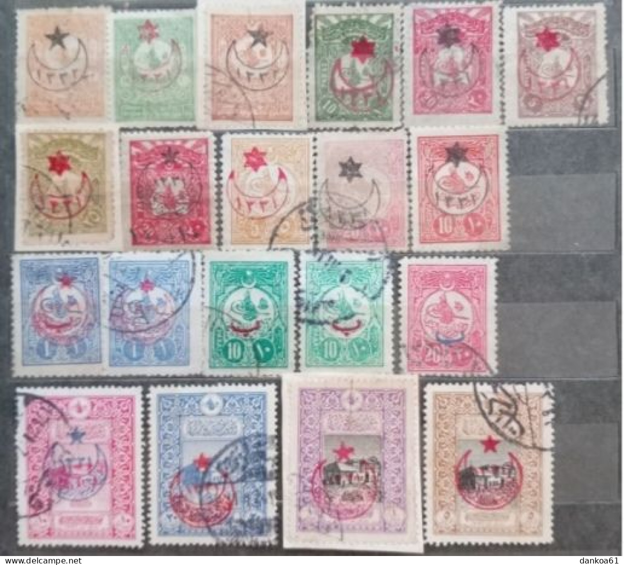 Turkey-Osmanisches Reich, Aufdruck  (3 Marken Auf Papier Geklebt). - Collections (sans Albums)