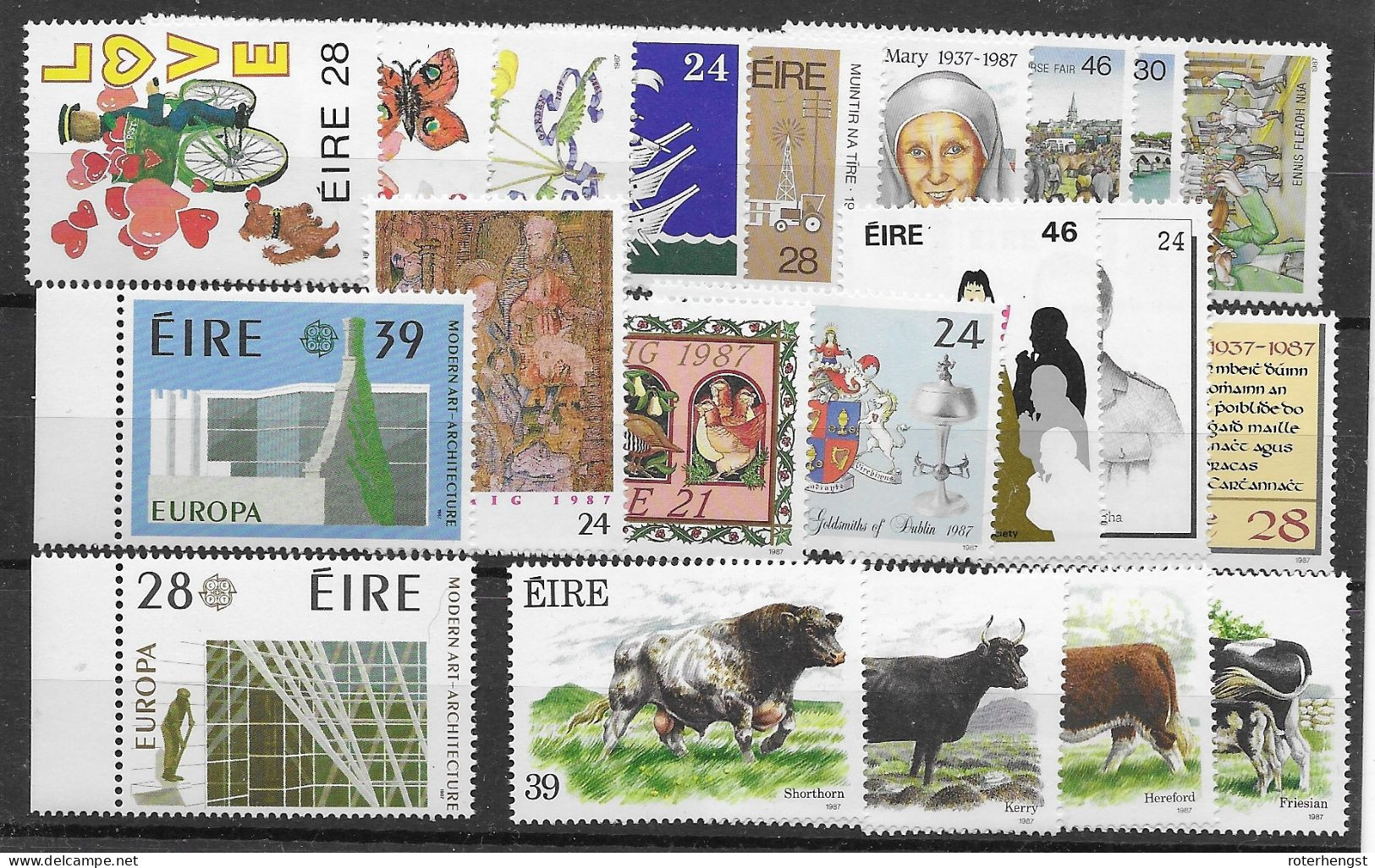 Ireland Mnh ** 1987 Year Set (2 Small 28p Values Missing) Michel Cat. 38 Euros - Komplette Jahrgänge