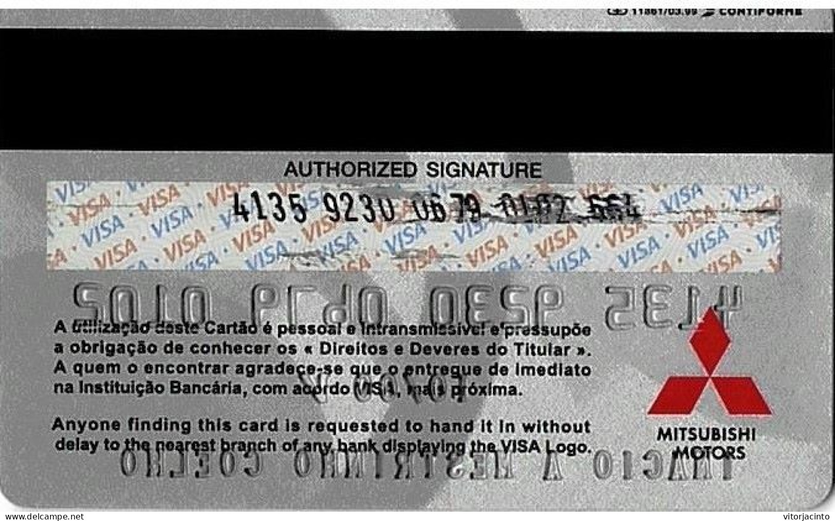 PORTUGAL - Interbanco - VISA (Mitsubishi Motors) - Tarjetas De Crédito (caducidad Min 10 Años)