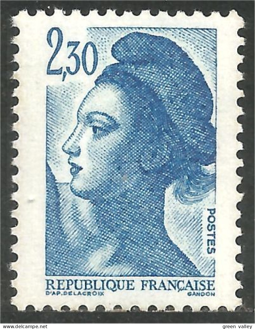 351 France Yv 2189 Liberté De Gandon 2 F 30 Bleu Blue MNH ** Neuf SC (2189-1b) - 1982-1990 Liberty Of Gandon