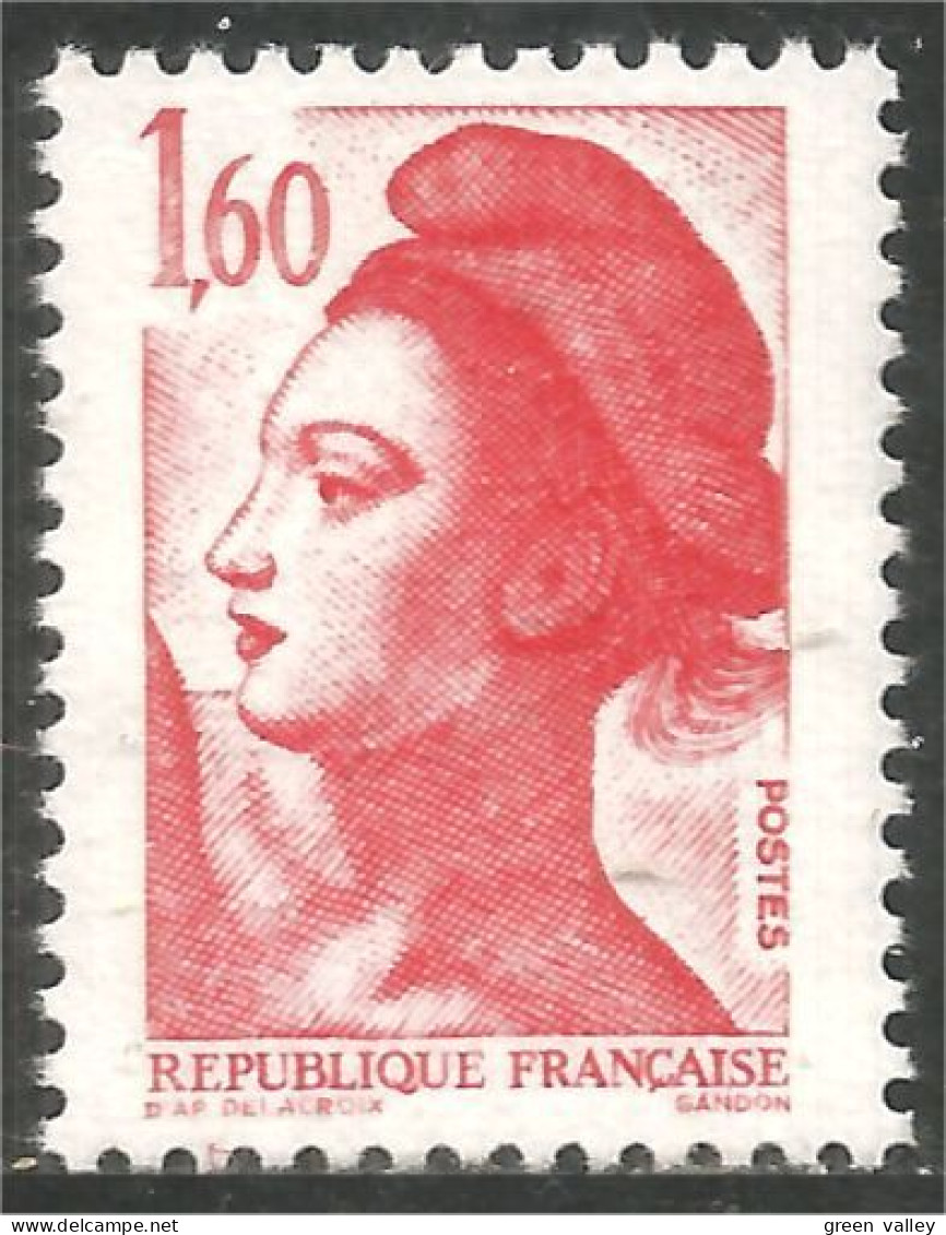 351 France Yv 2187 Liberté De Gandon 1 F 60 Rouge Red MNH ** Neuf SC (2187-1b) - 1982-1990 Liberté (Gandon)
