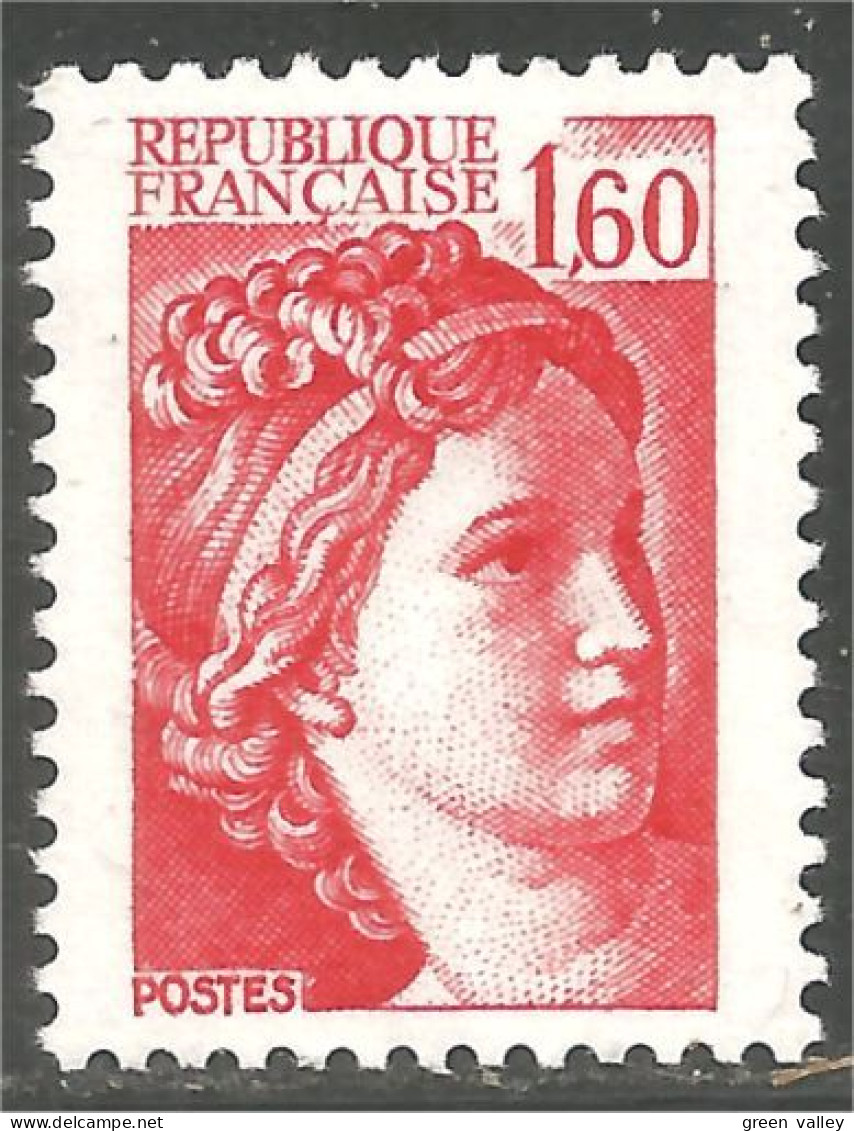 351 France Yv 2155 Sabine De Gandon 1 F 60 Rouge Red 1981 MNH ** Neuf SC (2155-1b) - 1977-1981 Sabine Of Gandon