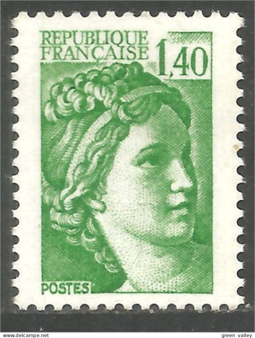 351 France Yv 2154 Sabine De Gandon 1 F 40 Vert Green 1981 MNH ** Neuf SC (2154-1b) - 1977-1981 Sabine Van Gandon