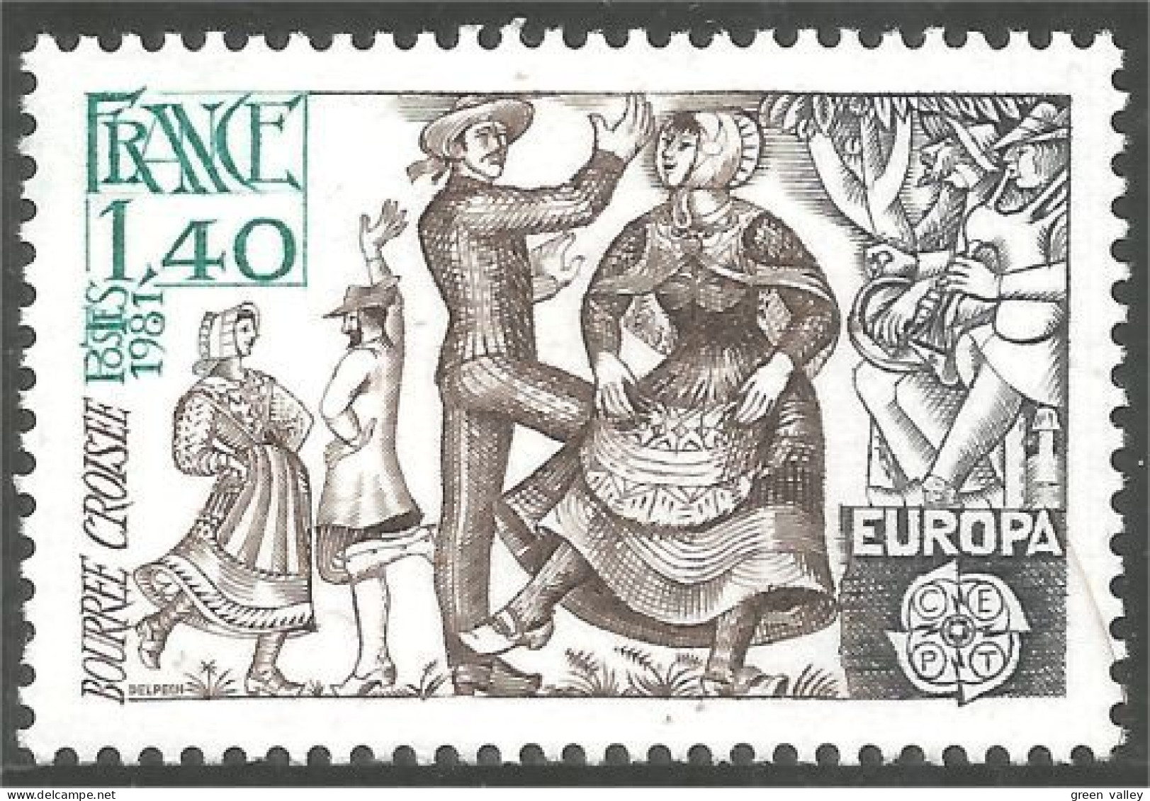 351 France Yv 2138 Europa Folklore Danse Dance Music Musique Bourrée MNH ** Neuf SC (2138-1c) - Danse