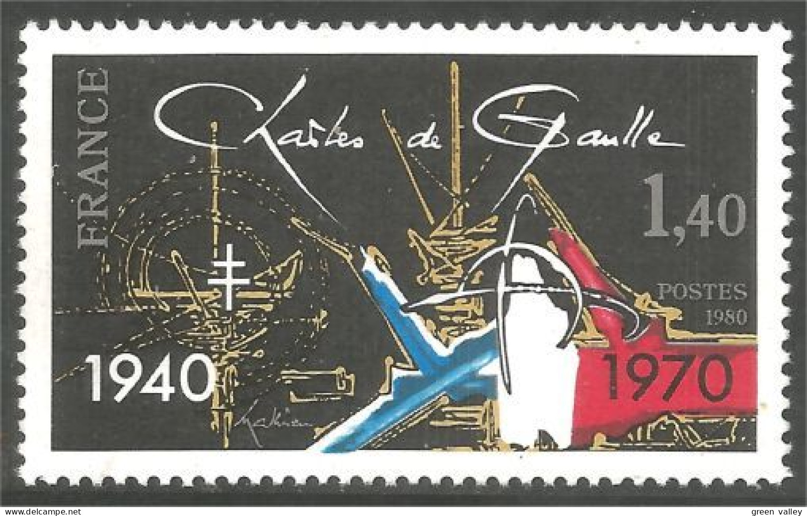 351 France Yv 2114 De Gaulle Appel 18 Juin MNH ** Neuf SC (2114-1c) - WW2