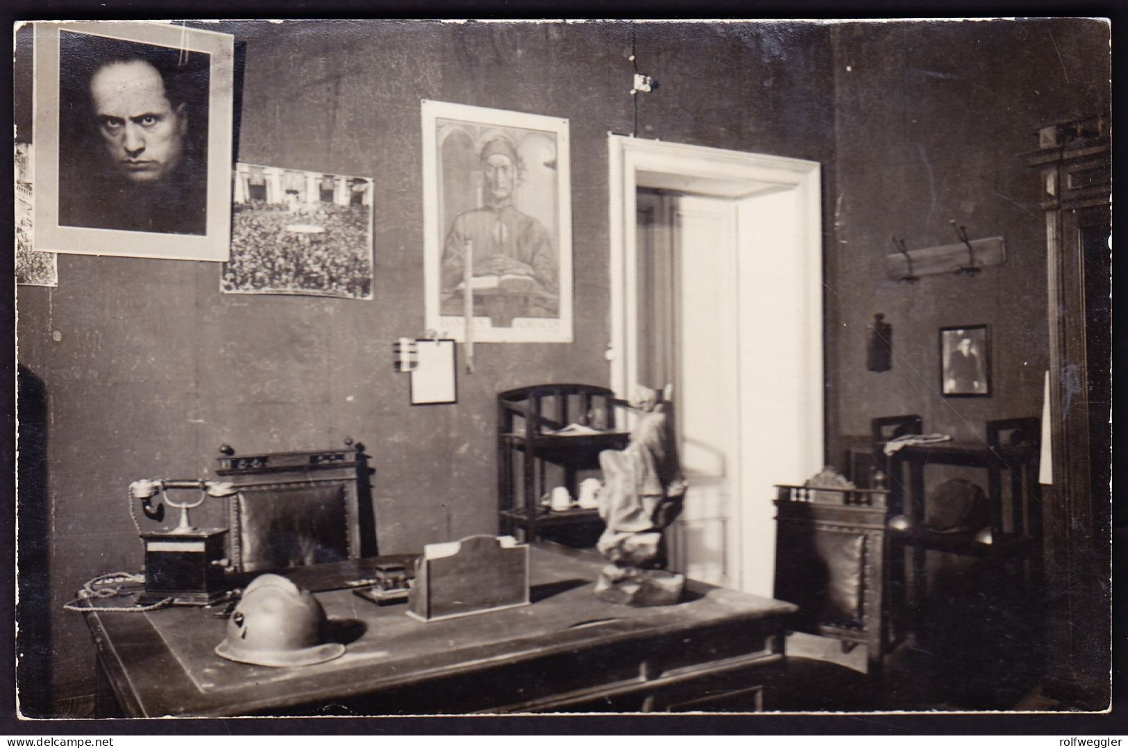1934 Gelaufene Foto AK, Büro Von Mussolini, Studio Di Mussoini. - Politieke En Militaire Mannen