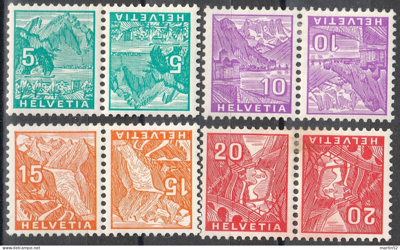 Schweiz Suisse 1936: Kehrdrucke (Buchdruck) Tête-bêche (typographie) Zu+Mi K 28-K31 * Falzspur MLH (Zu CHF 32.00 -50%) - Tete Beche