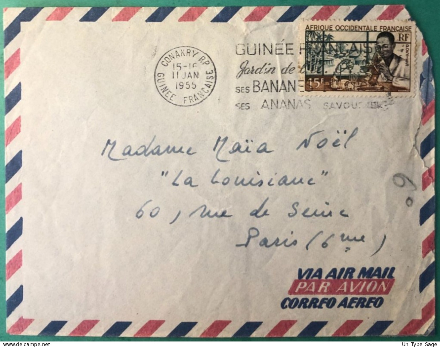 Guinée Française, Divers Sur Enveloppe De Conakry 11.1.1955 Pour Paris - (A1167) - Briefe U. Dokumente