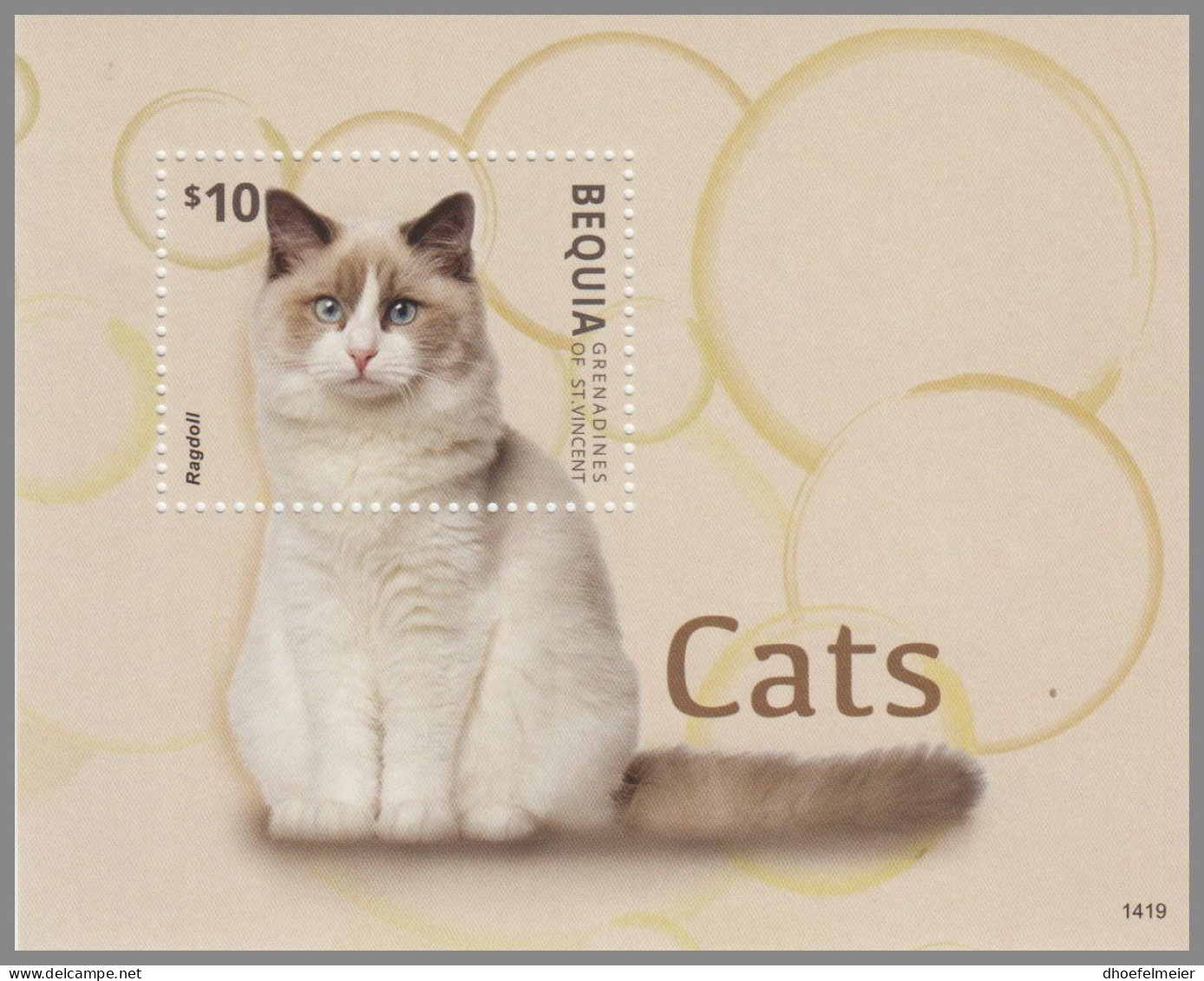 BEQUIA GRENADINES 2014 MNH Cats Katzen 1419 S/S – OFFICIAL ISSUE – DHQ49610 - Chats Domestiques
