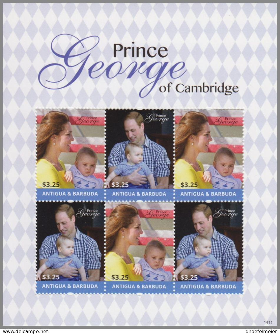 ANTIGUA & BARBUDA 2014 MNH Prince George Of Cambridge 1411 M/S – OFFICIAL ISSUE – DHQ49610 - Case Reali