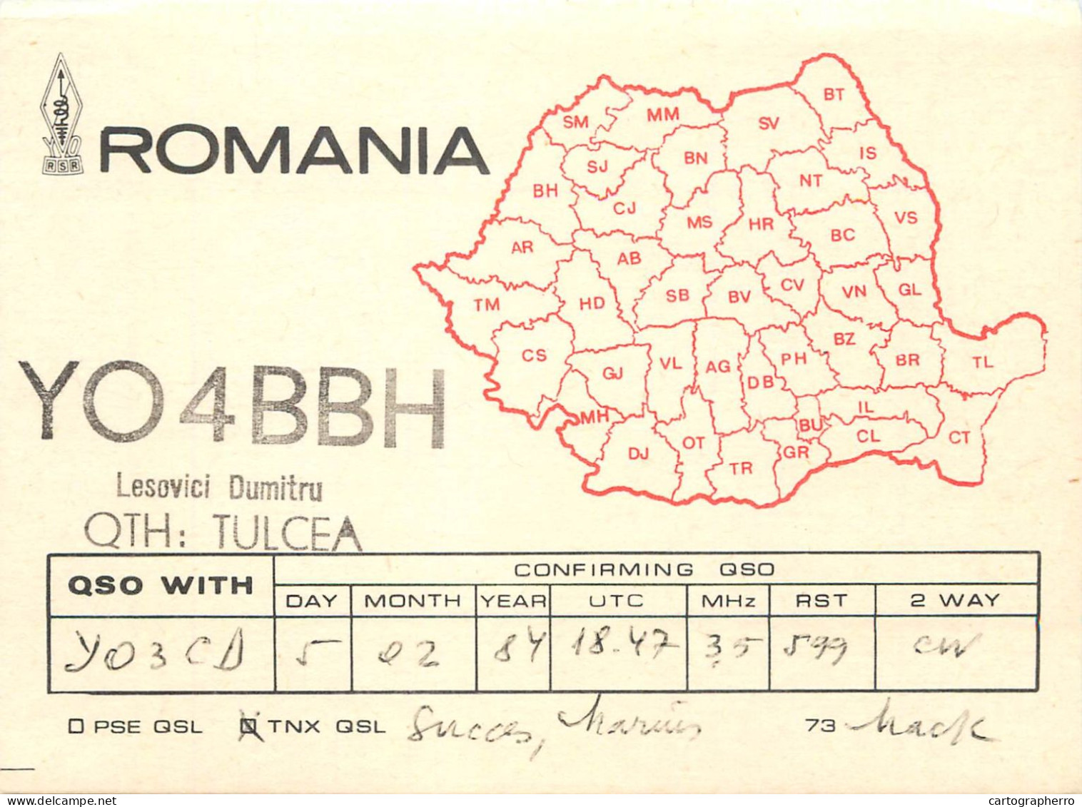 Romania Radio Amateur QSL Post Card Y03CD Y04BBH - Radio Amateur