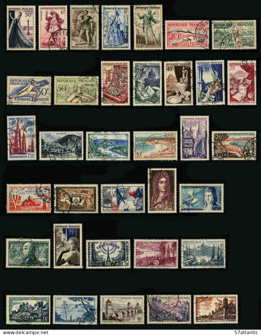 FRANCE - 1953-1955 - LOT DE 35 TIMBRES OBLITERES DIFFERENTS - Oblitérés