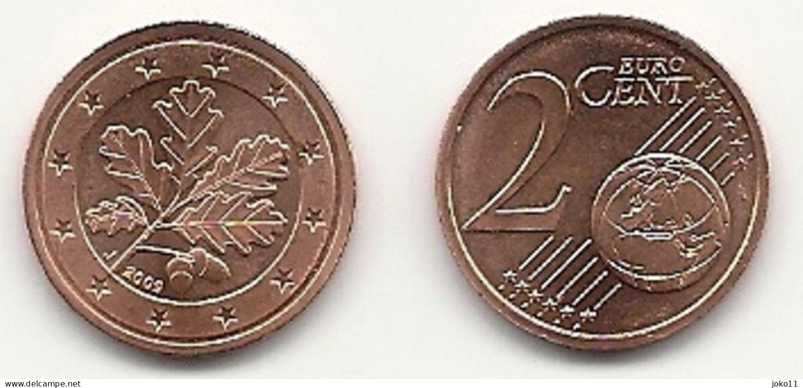 2 Cent, 2009 Prägestätte (J) Vz, Sehr Gut Erhaltene Umlaufmünze - Germania