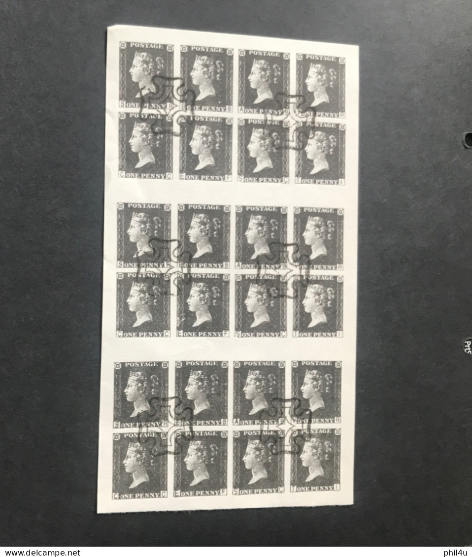 GB Penny Black Block Of 6x3 Post Mark Maltese Cross Not Genuine Collect As Cinderella See Photos - Used Stamps
