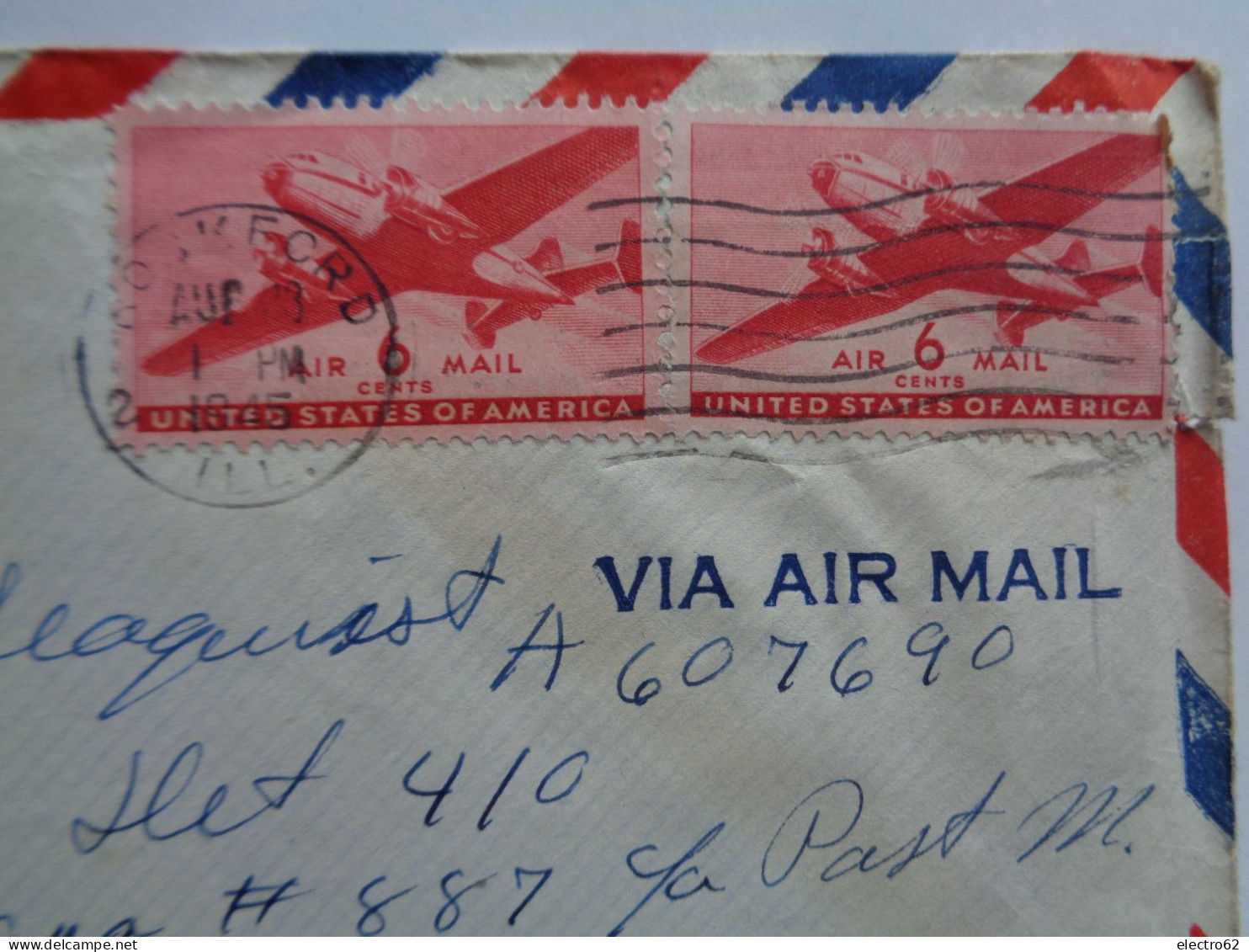 Etats-Unis enveloppes 1945 avion aigle eagle plane planes United States