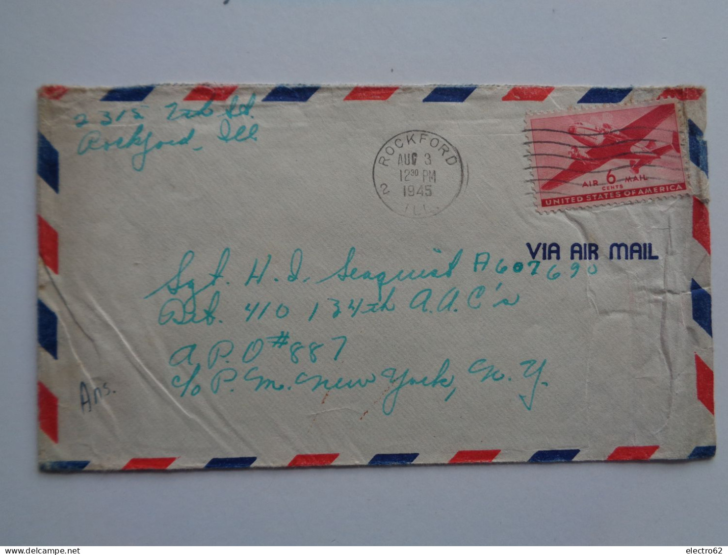 Etats-Unis enveloppes 1945 avion aigle eagle plane planes United States