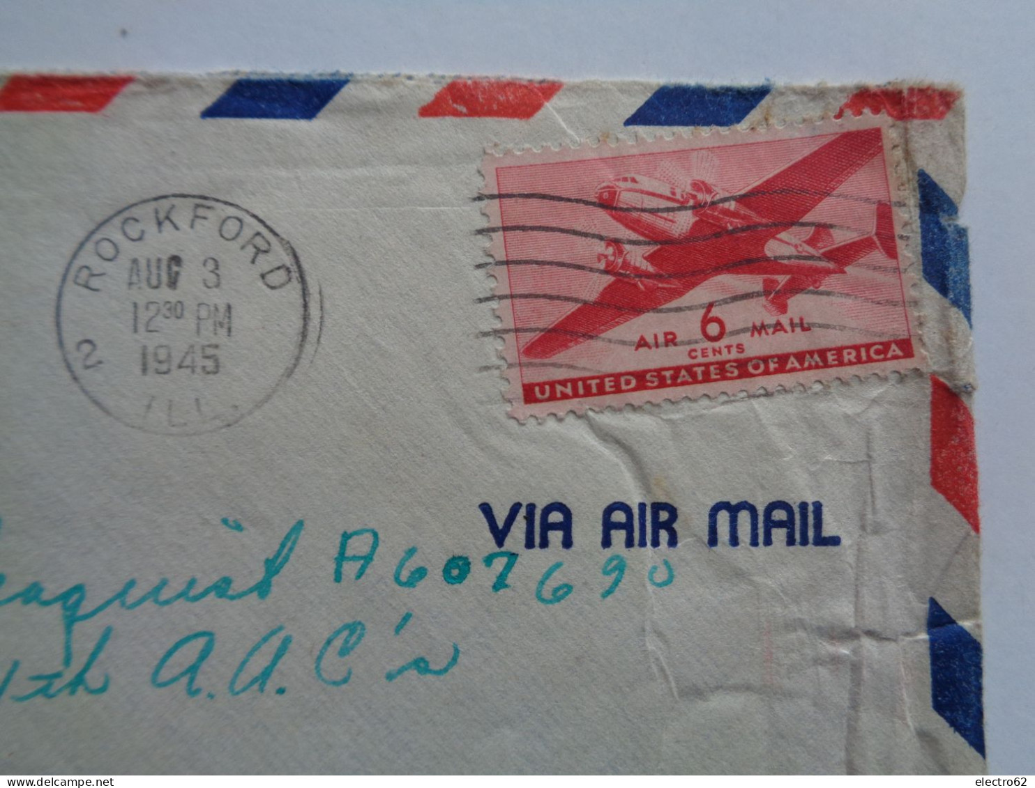 Etats-Unis enveloppes 1945 avion aigle eagle plane planes United States