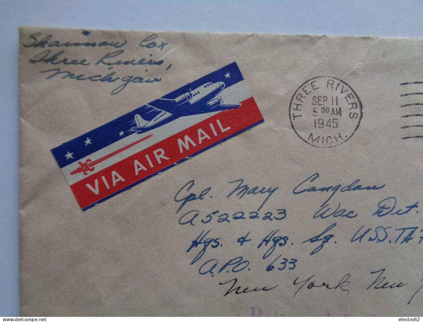 Etats-Unis enveloppes 1945 avion aigle eagle plane planes United States