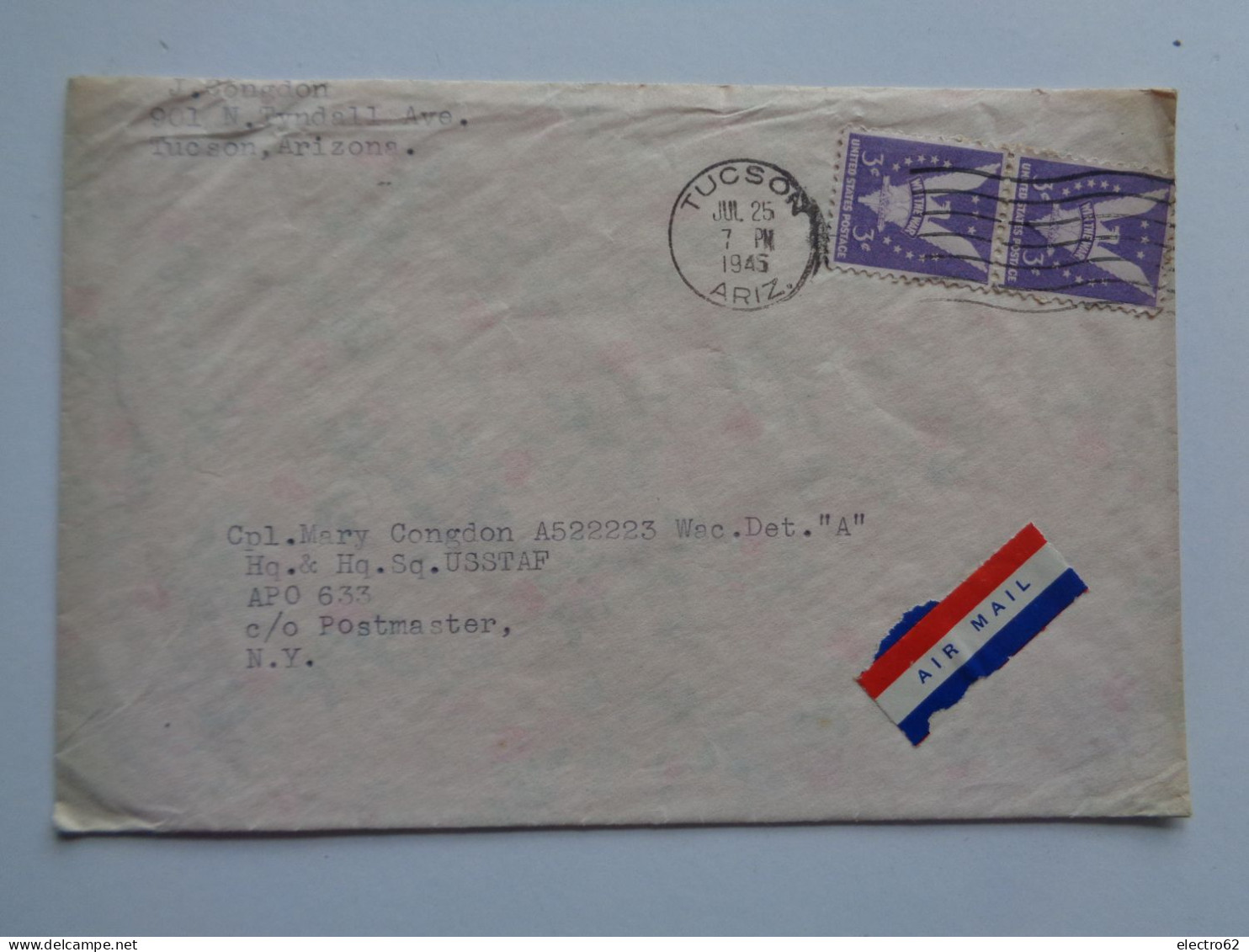 Etats-Unis enveloppes 1945 avion aigle eagle plane planes United States