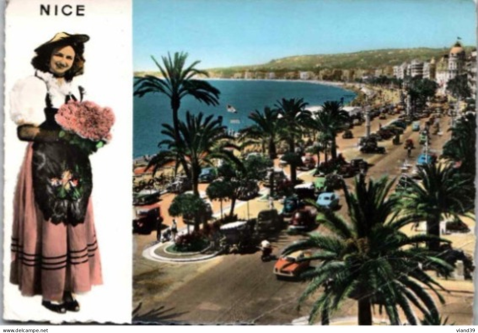 NICE. -  La Promenade Des Anglais. -  Niçoise En Costume. -  Cachet Poste 1961 - Places, Squares