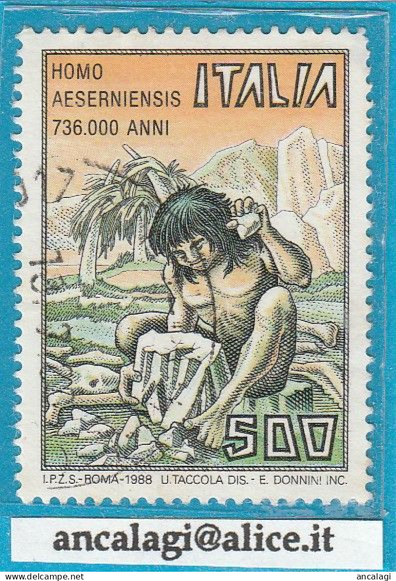 USATI ITALIA 1988 - Ref.0568A "HOMO AESEMIENSIS" 1 Val. - - 1981-90: Oblitérés