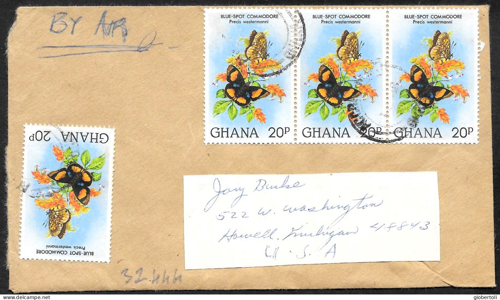 Ghana: Farfalla, Butterfly, Papillon, (Precis Westermanni) - Vlinders