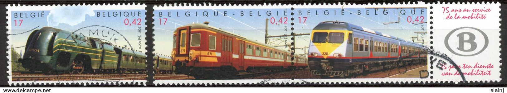 BE   2993 - 2995   Obl.   ---  Trains : Anniversaire De La SNCB - Gebruikt