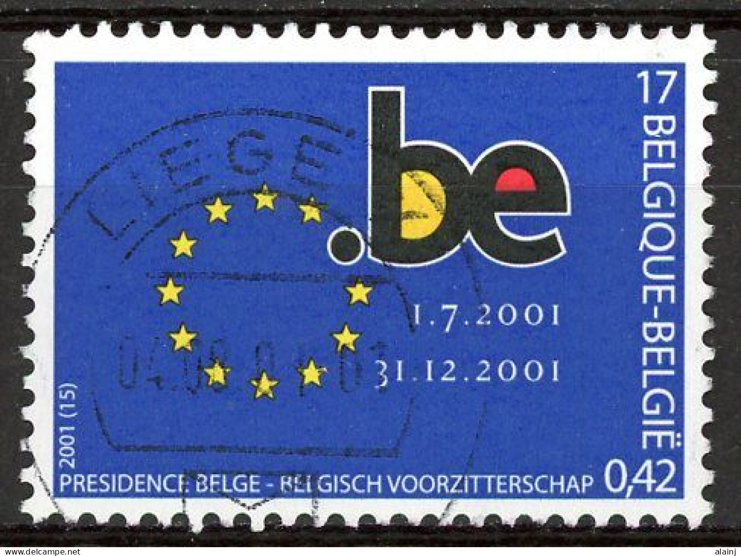 BE   3014   Obl.   ---  Présidence Belge De L'Union Européenne - Gebruikt