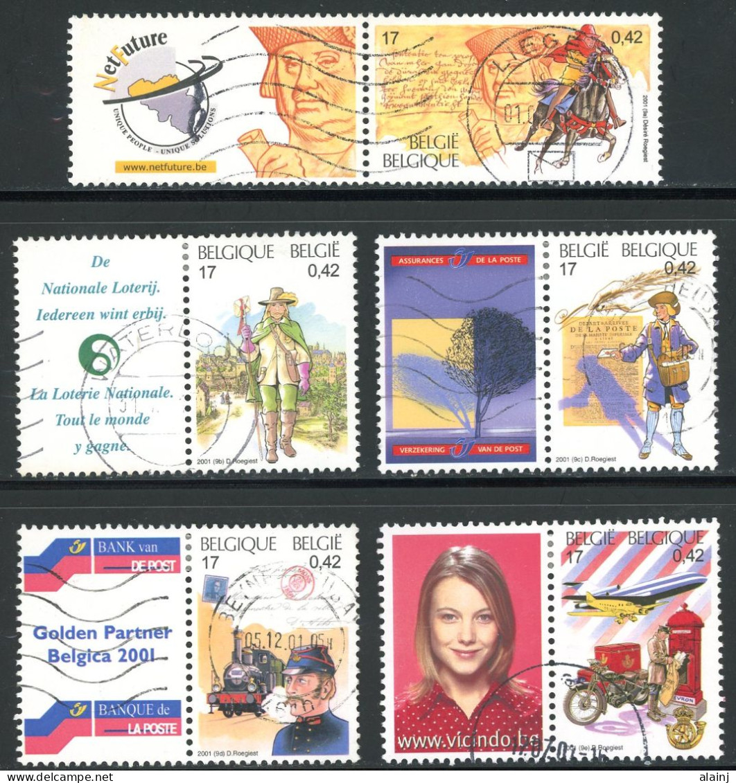 BE   2996 - 3000   Obl.   ---  Belgica 2001 : Postes Européennes - Gebruikt