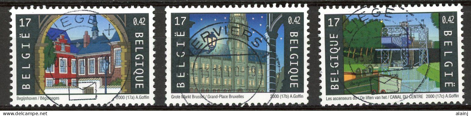 BE   2923 - 2925   Obl.   ---   UNESCO : Patrimoine Mondial  --  Oblitérations Centrales - Used Stamps