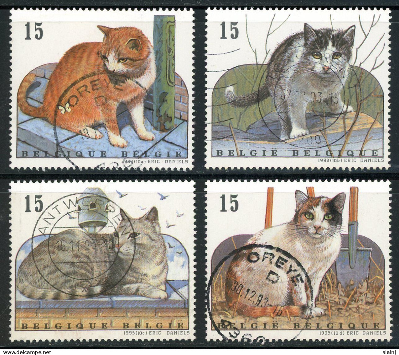 BE   2521 - 2524   Obl.   ---   Nature : Chats Européens  --  Timbres Du Carnet B24 - Used Stamps