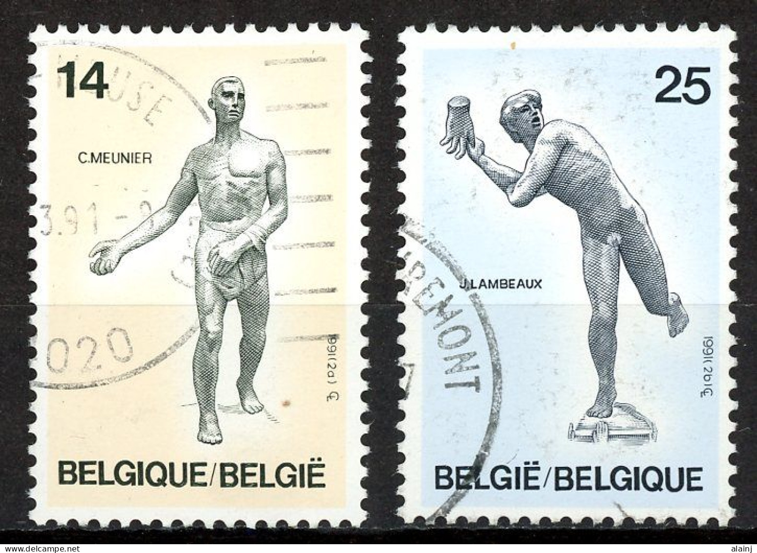 BE   2400 - 2401   Obl.   ---   Sculptures Belges - Gebruikt