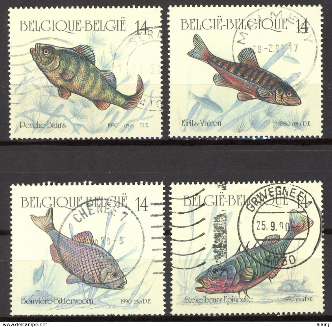 BE   2383 - 2386   Obl.   ---   Nature : Poissons  --  Timbres Du Carnet B20 - Oblitérés