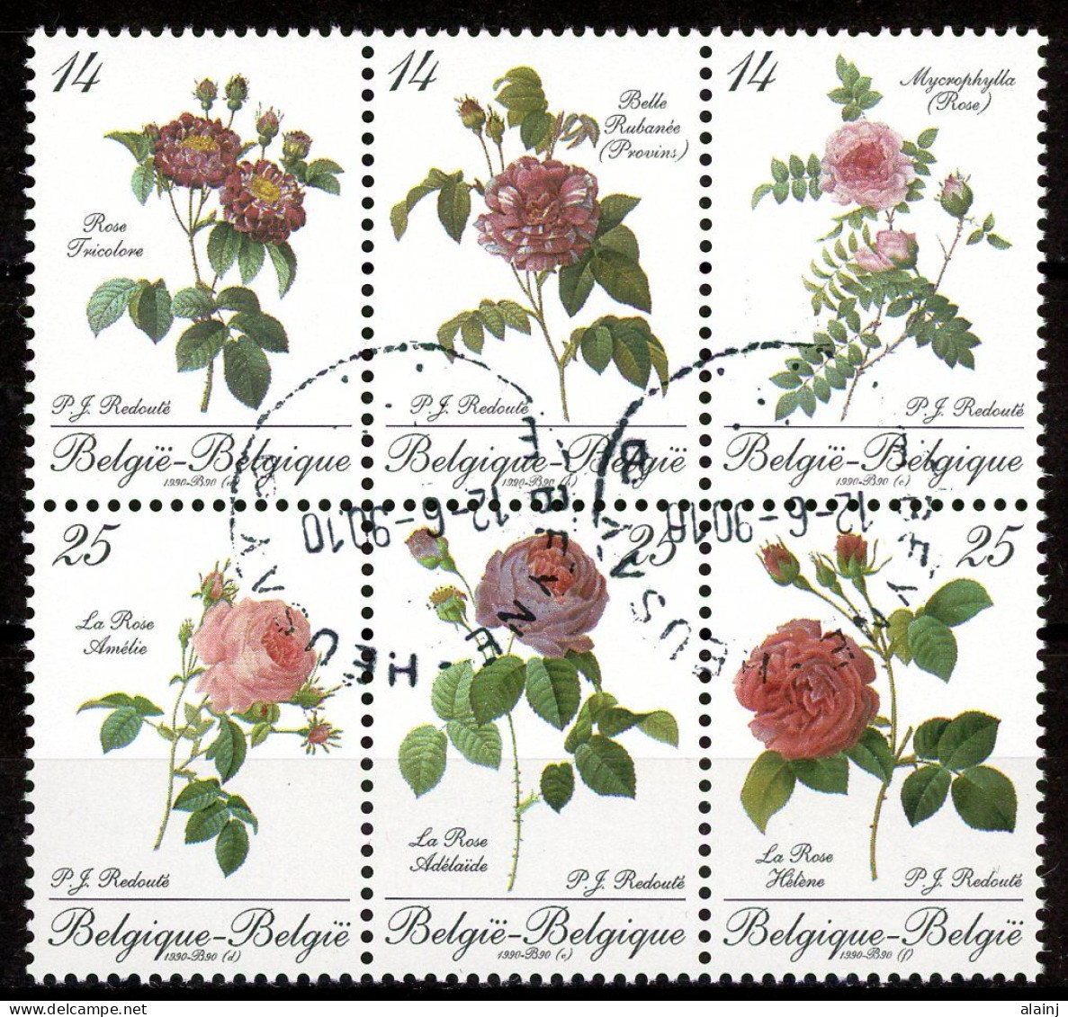 BE   2370 - 2375   Obl.   --- Roses De Redouté  --  Belles Oblitérations Centrales Beyne-Heusay - Usati