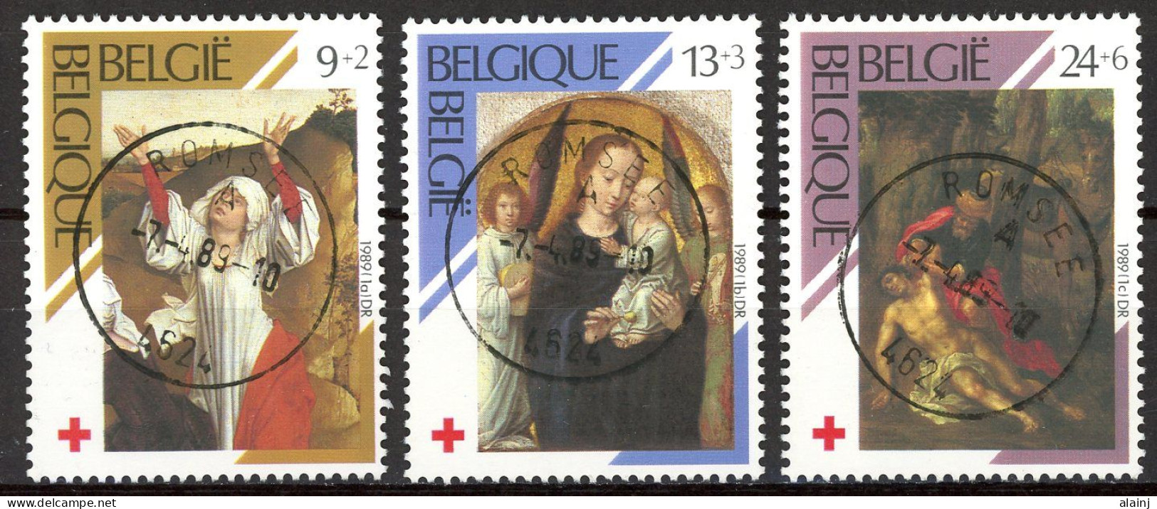 BE   2312 - 2314   Obl.   --- Croix Rouge : Tableaux  --  Belles Oblitérations Centrales Romsée - Oblitérés