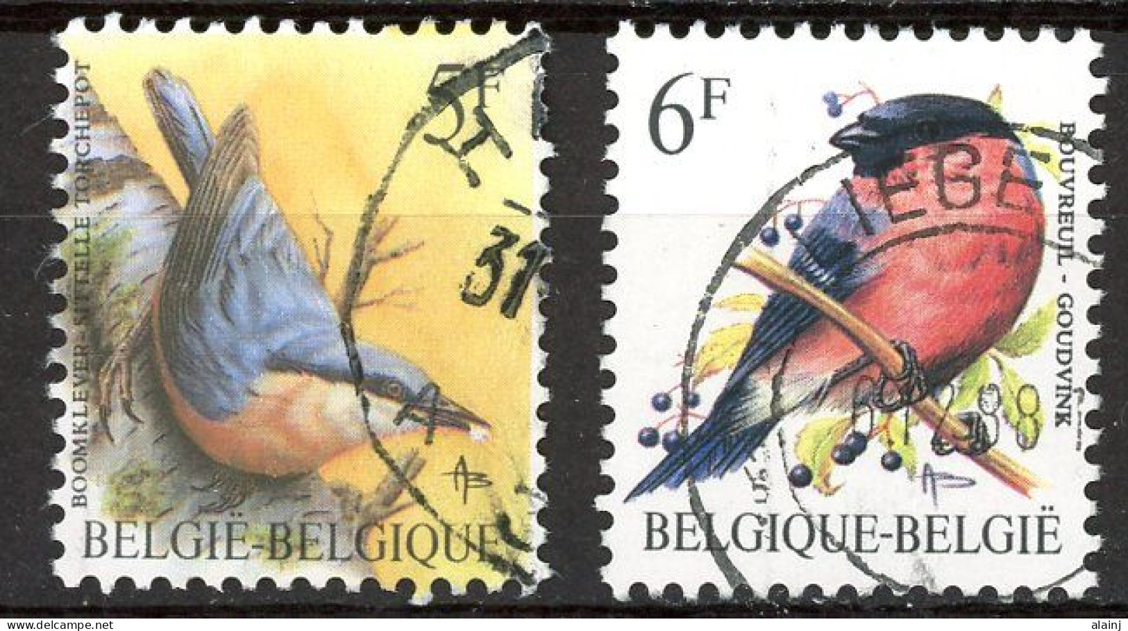 BE   2294 - 2295   Obl.   ---   Oiseaux Buzin : Sitelle Torchepot Et Bouvreuil - Used Stamps