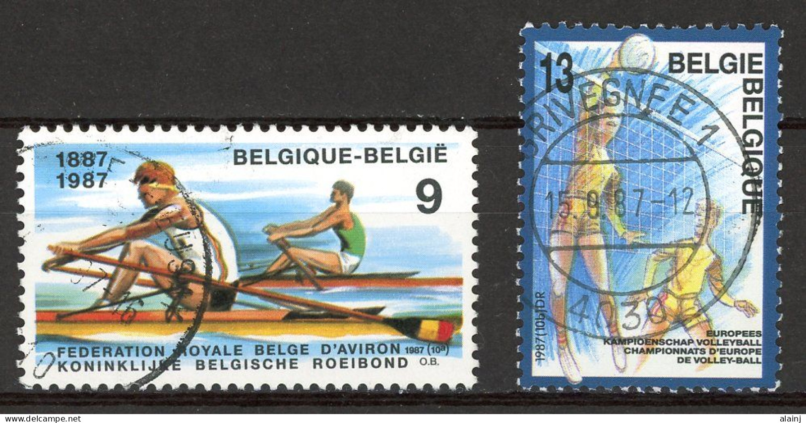 BE   2259 - 2260   Obl.   ---   Sports : Aviron Et Volley-ball - Used Stamps