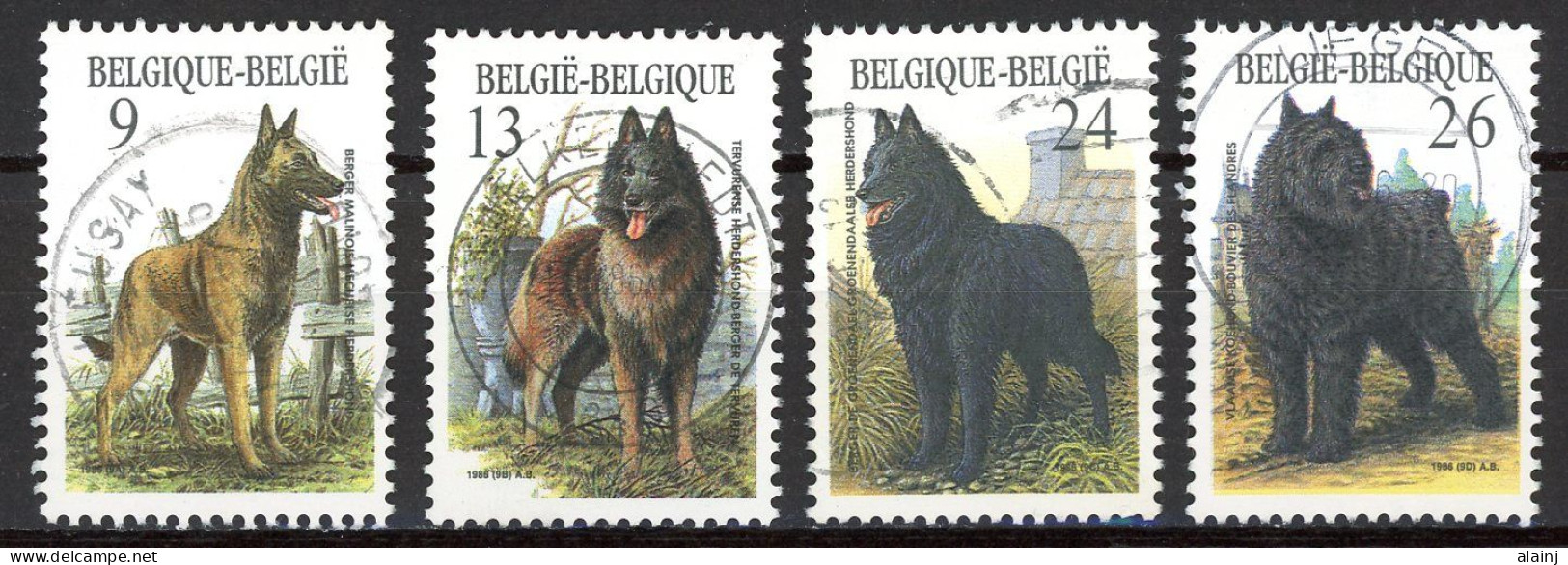 BE   2213 - 2216   Obl.   ---   Races Canines Belges  --  Oblitérations Centrales - Gebraucht