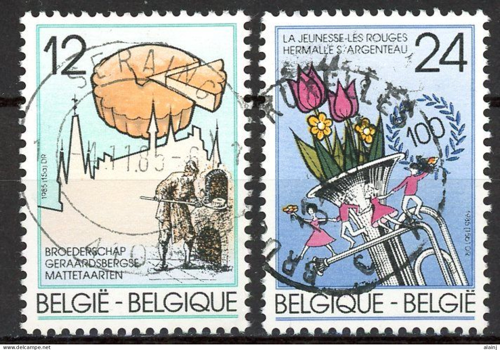 BE   2184 - 2185   Obl.   ---   Folklore : Mattetaart Et La Jeunesse Les Rouges  --  Belles Oblitérations Centrales - Usados