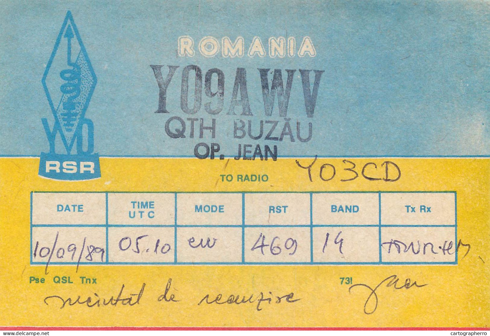 Romania Radio Amateur QSL Post Card Y03CD Y09AWV - Radio Amateur