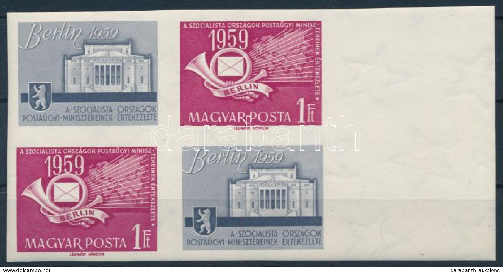 ** 1959 A Szocialista Országok Postaügyi Minisztereinek értekezlete (II.) - Berlin ívszéli Vágott Négyestömb (8.000) - Sonstige & Ohne Zuordnung