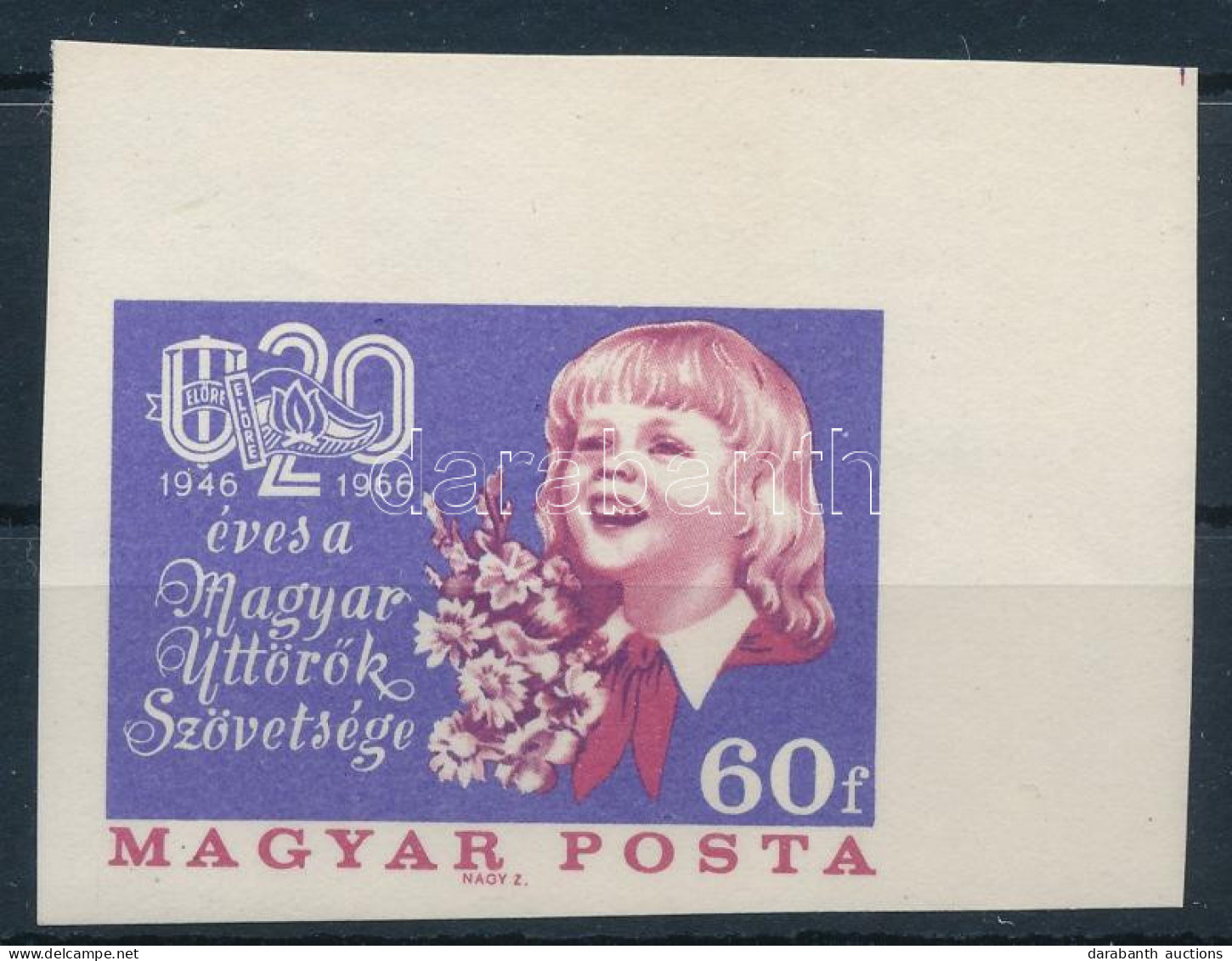 ** 1966 Évfordulók - Események - Magyar Úttörők Szövetsége ívsarki Vágott Bélyeg - Other & Unclassified