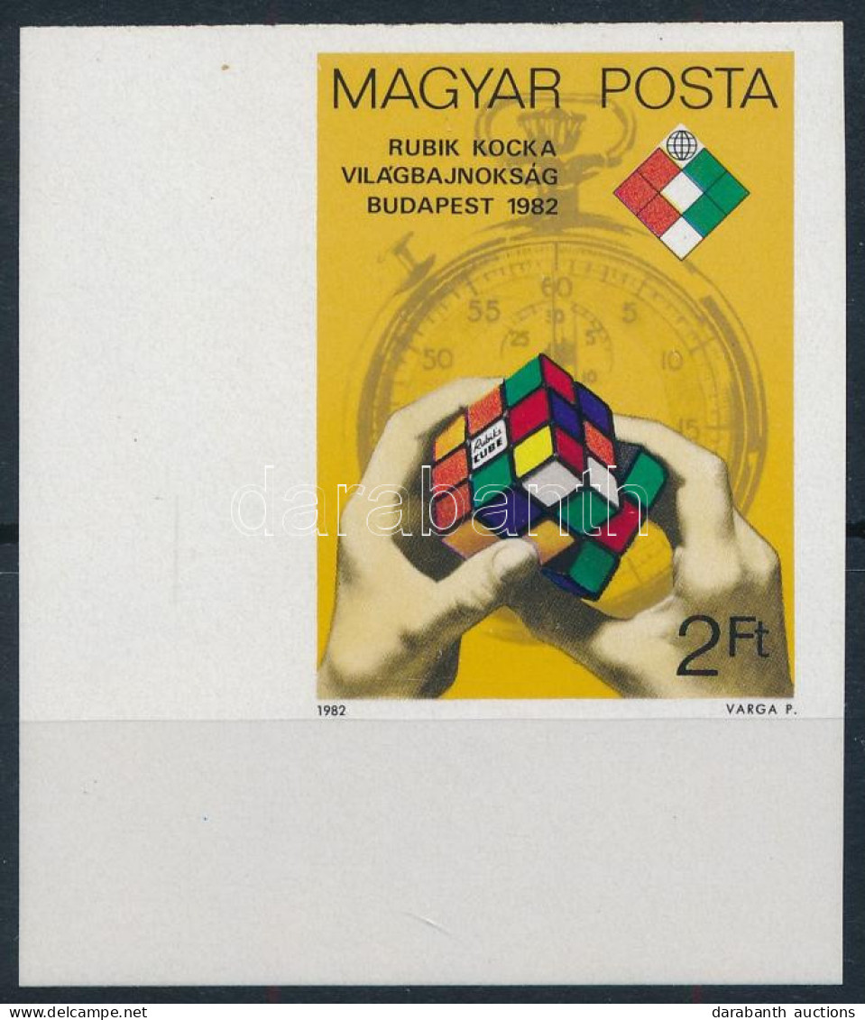 ** 1982 Rubik-kocka Világbajnokság ívsarki Vágott Bélyeg - Other & Unclassified