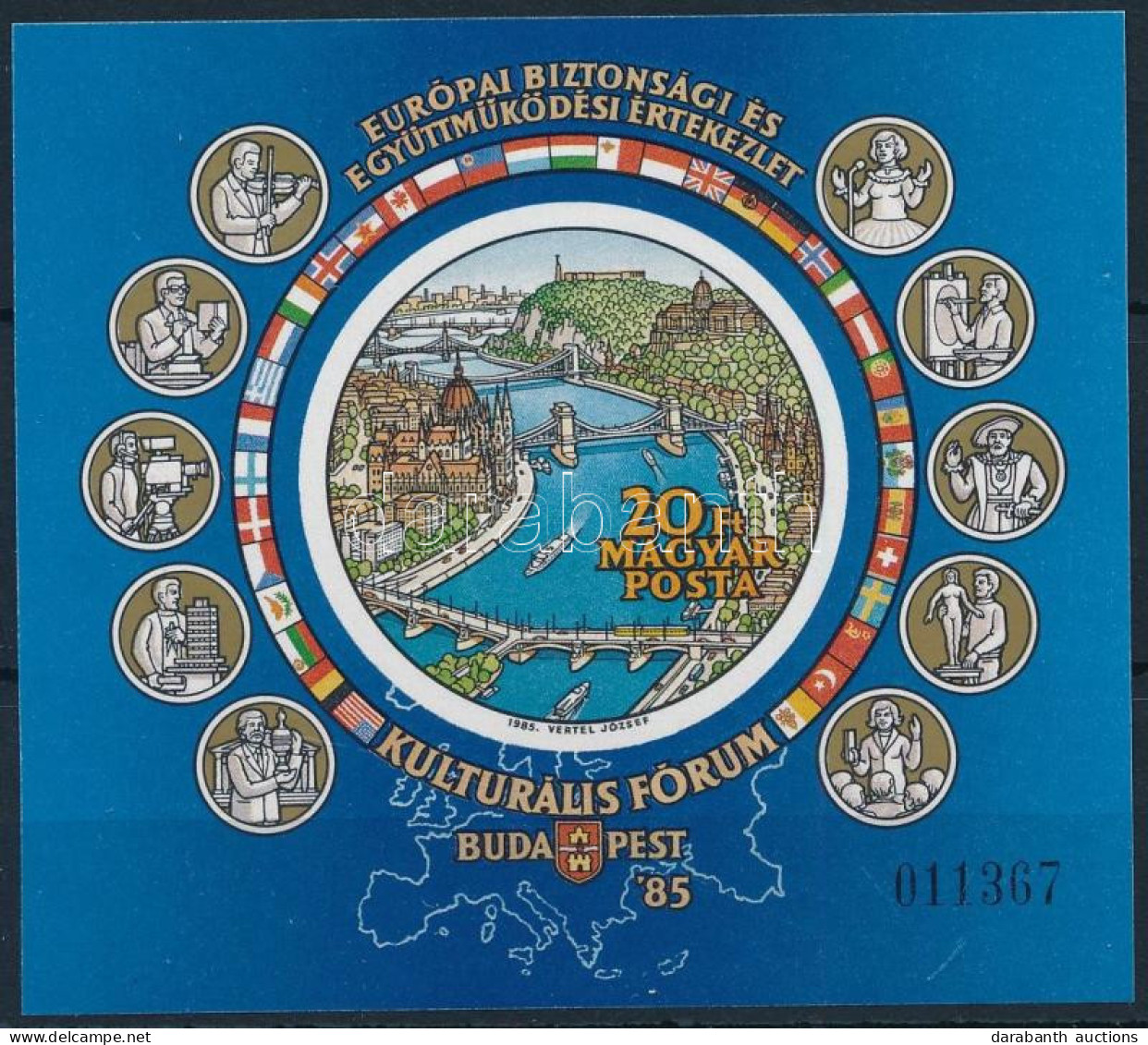 ** 1985 Európai Bizottsági és Együttműködési Értekezlet (IX.) - Kulturális Fórum, Budapest Vágott Blokk (6.000) - Altri & Non Classificati