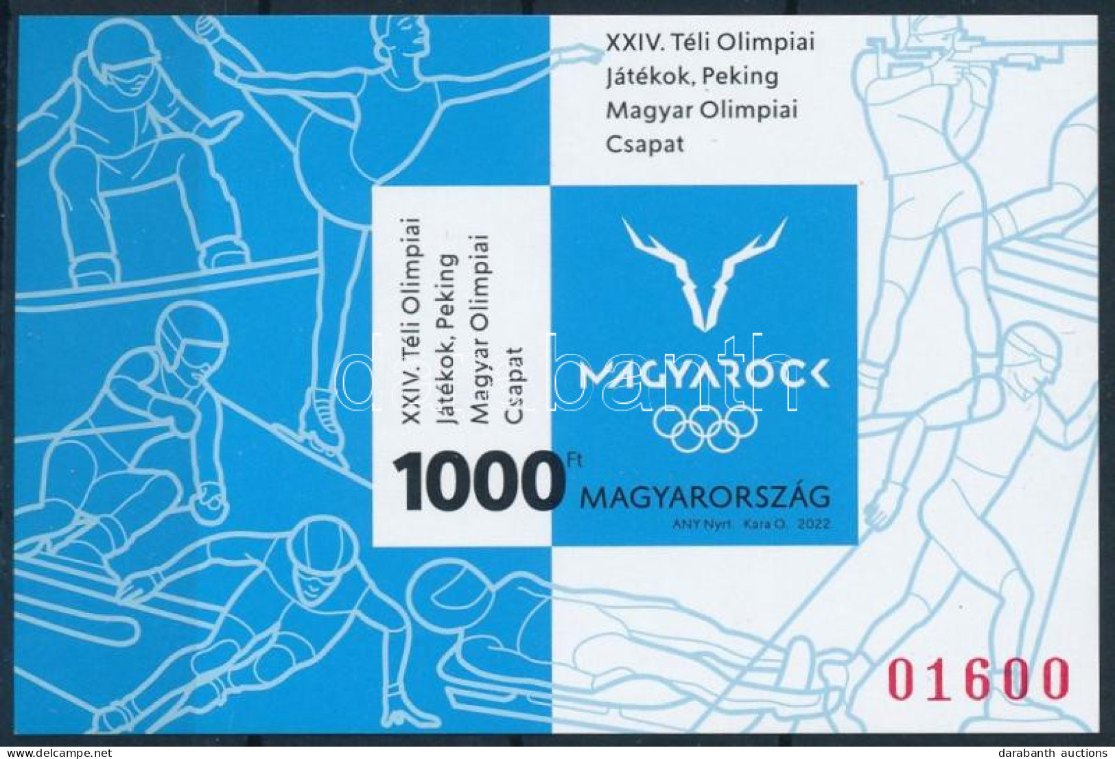 ** 2022 Téli Olimpia (X.) - Peking Vágott Blokk Piros Sorszámmal (11.000) - Autres & Non Classés